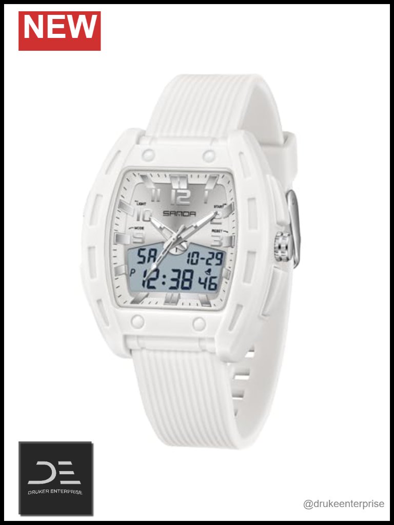 Unique Rectangle Digital Analog Sports Watch With Alarm Stopwatch Waterproof